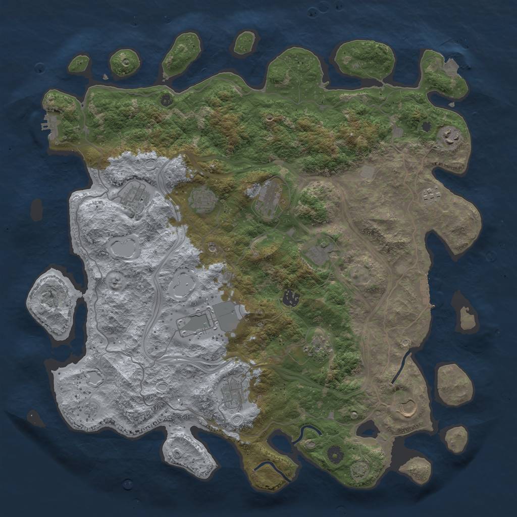Rust Map: Procedural Map, Size: 4500, Seed: 4895243, 19 Monuments
