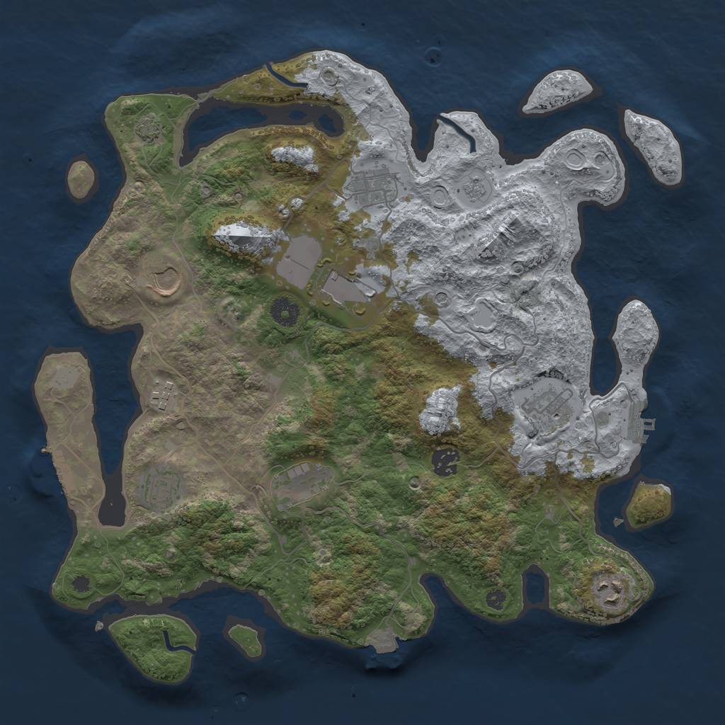 Rust Map: Procedural Map, Size: 3750, Seed: 56819435, 17 Monuments