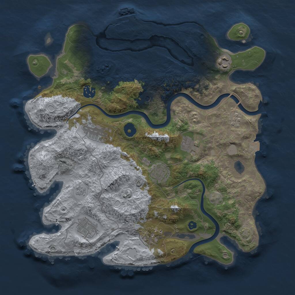 Rust Map: Procedural Map, Size: 3450, Seed: 80951269, 13 Monuments