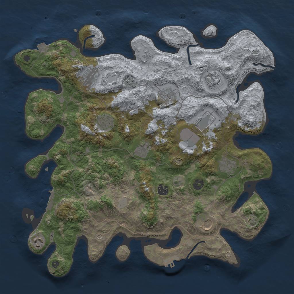 Rust Map: Procedural Map, Size: 4000, Seed: 545088557, 19 Monuments