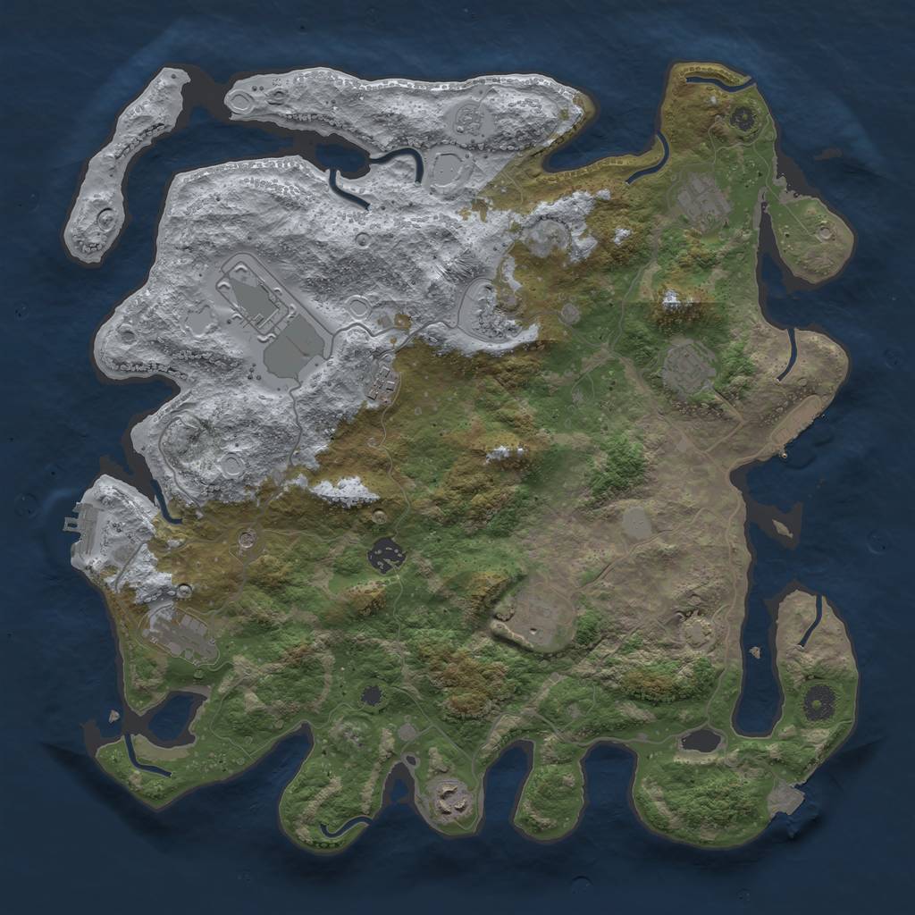 Rust Map: Procedural Map, Size: 3950, Seed: 90367316, 17 Monuments
