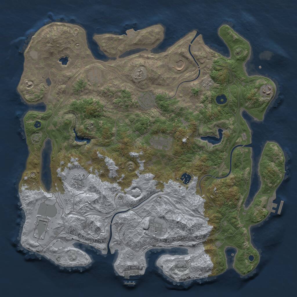 Rust Map: Procedural Map, Size: 4300, Seed: 20594335, 16 Monuments