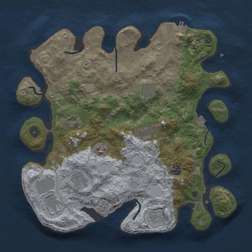 Rust Map: Procedural Map, Size: 3600, Seed: 11410, 16 Monuments