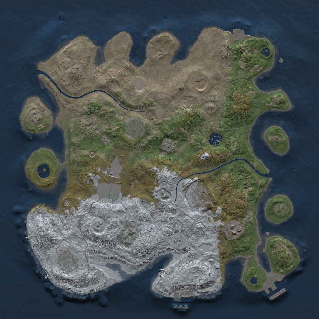 Rust Map: Procedural Map, Size: 3600, Seed: 11410, 15 Monuments