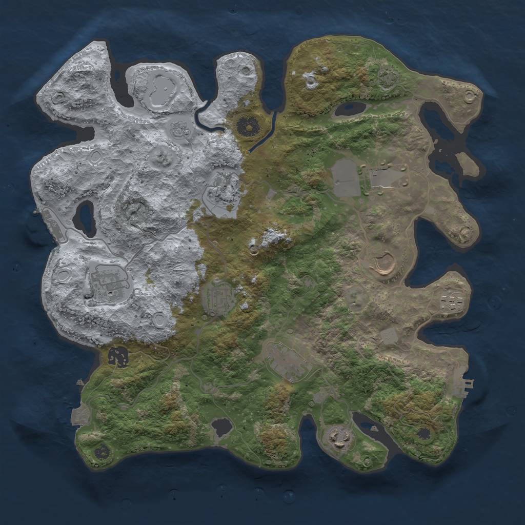 Rust Map: Procedural Map, Size: 3600, Seed: 21410, 16 Monuments