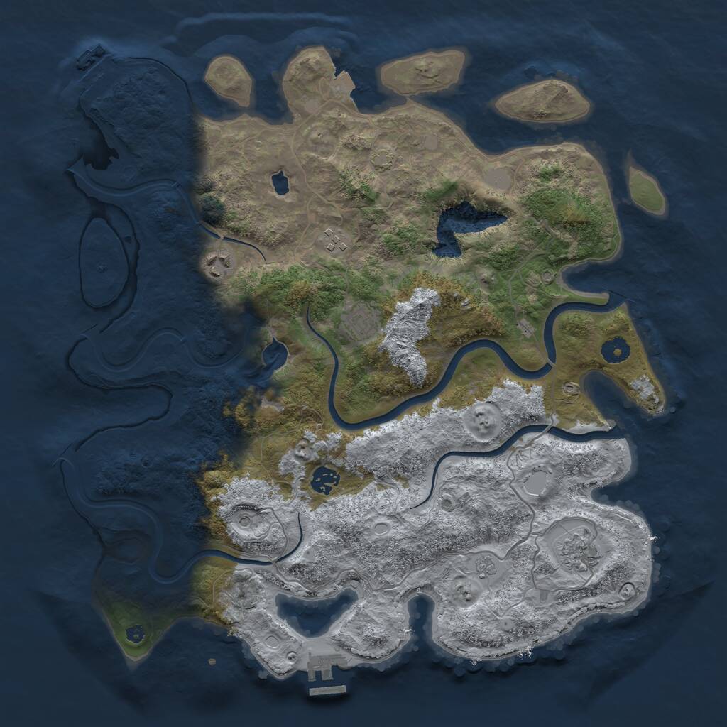 Rust Map: Procedural Map, Size: 4000, Seed: 615934, 11 Monuments