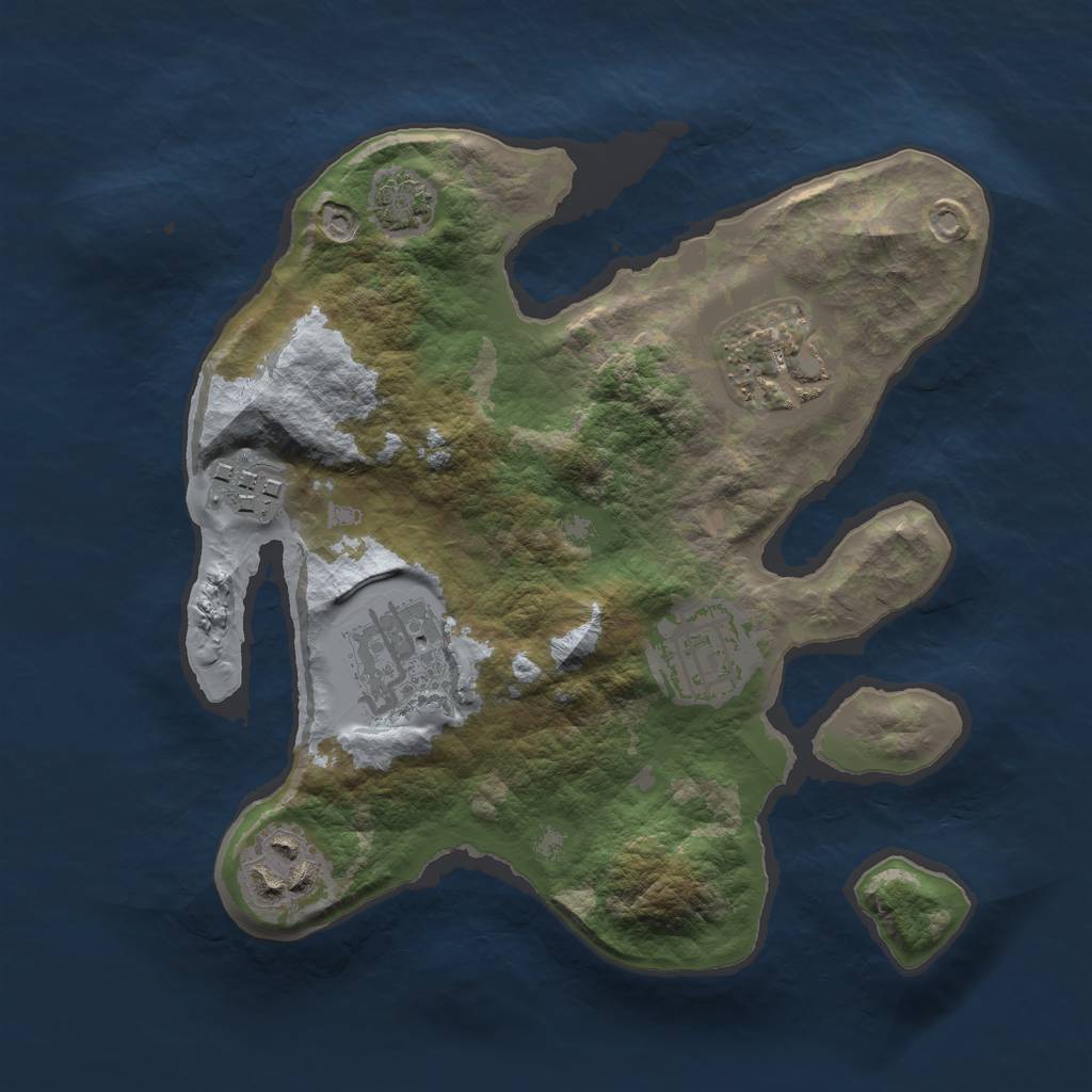 Rust Map: Barren, Size: 2400, Seed: 2435641, 8 Monuments