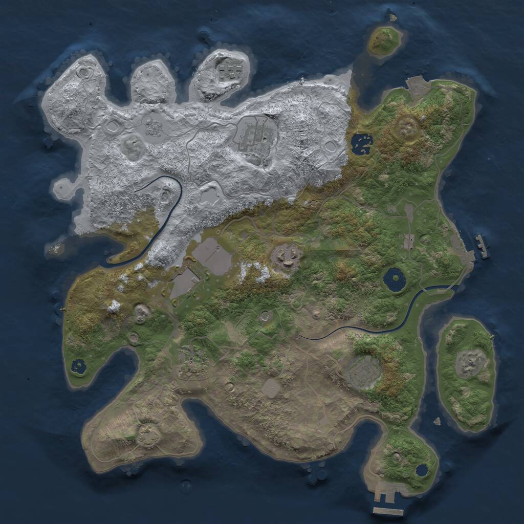 Rust Map: Procedural Map, Size: 3500, Seed: 357407877, 13 Monuments