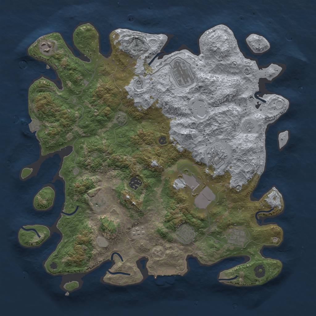 Rust Map: Procedural Map, Size: 3850, Seed: 40562500, 16 Monuments