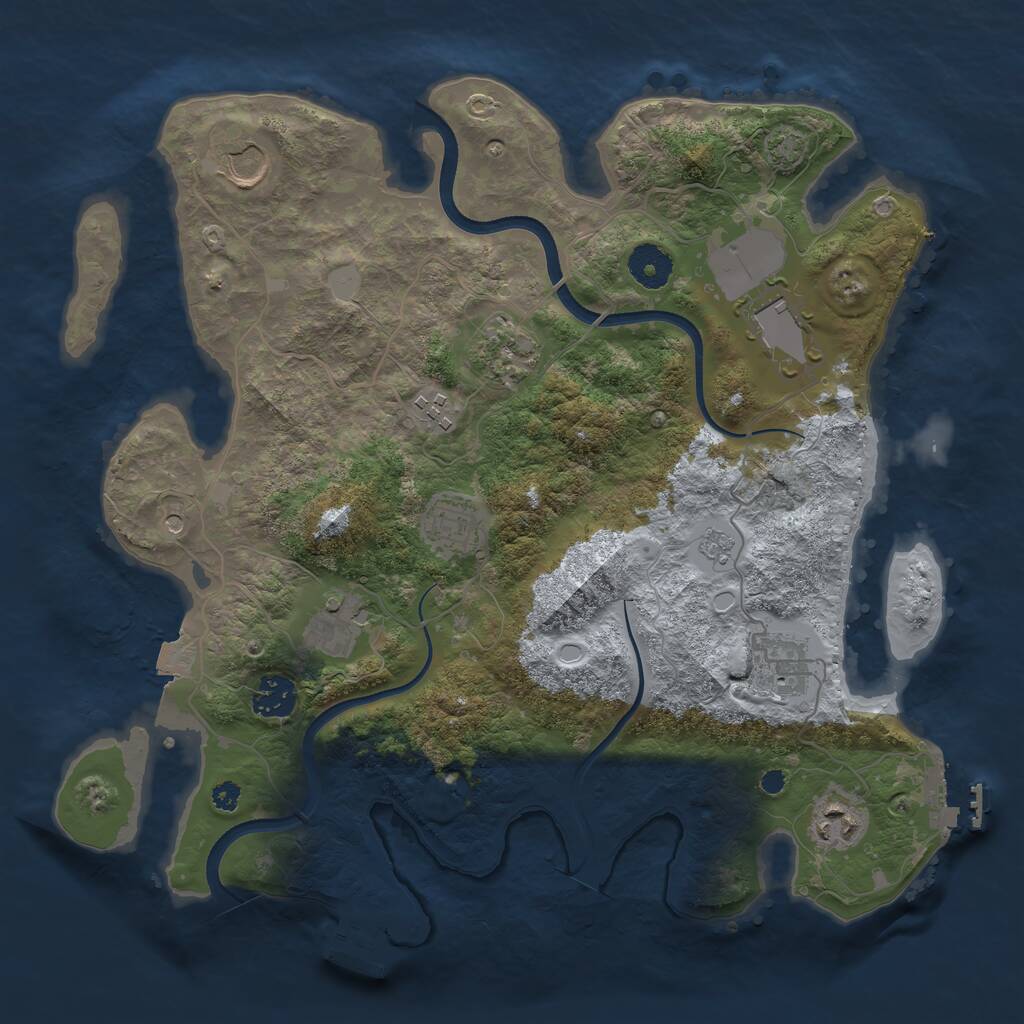 Rust Map: Procedural Map, Size: 3550, Seed: 97825038, 15 Monuments