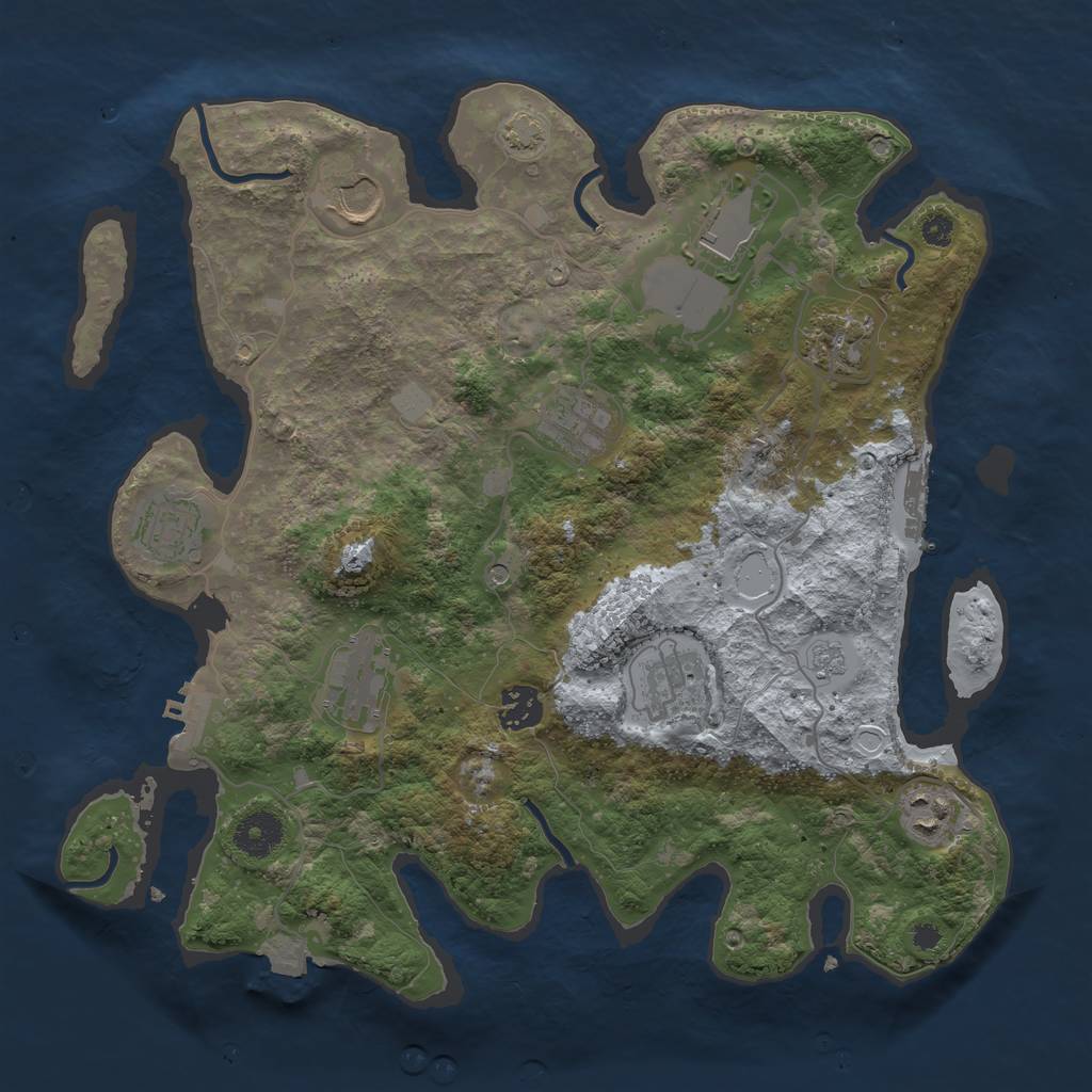 Rust Map: Procedural Map, Size: 3550, Seed: 97825038, 17 Monuments