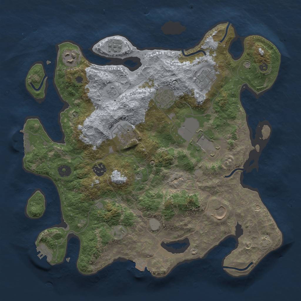 Rust Map: Procedural Map, Size: 3500, Seed: 32556880, 16 Monuments