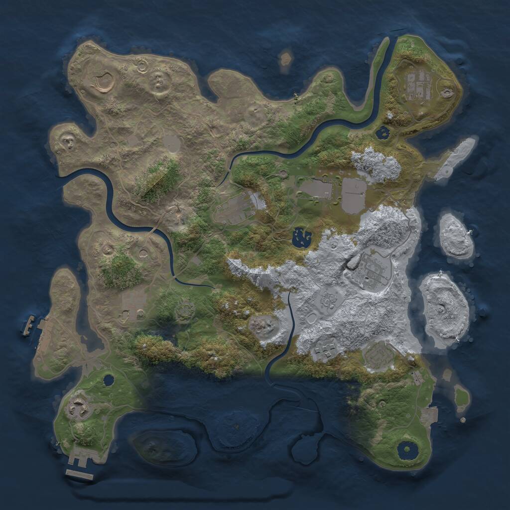 Rust Map: Procedural Map, Size: 3750, Seed: 38908531, 16 Monuments