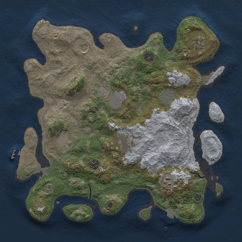 Rust Map: Procedural Map, Size: 3750, Seed: 38908531, 14 Monuments