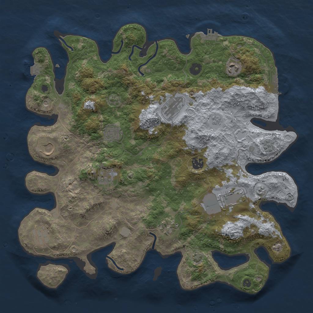 Rust Map: Procedural Map, Size: 3900, Seed: 34087831, 18 Monuments