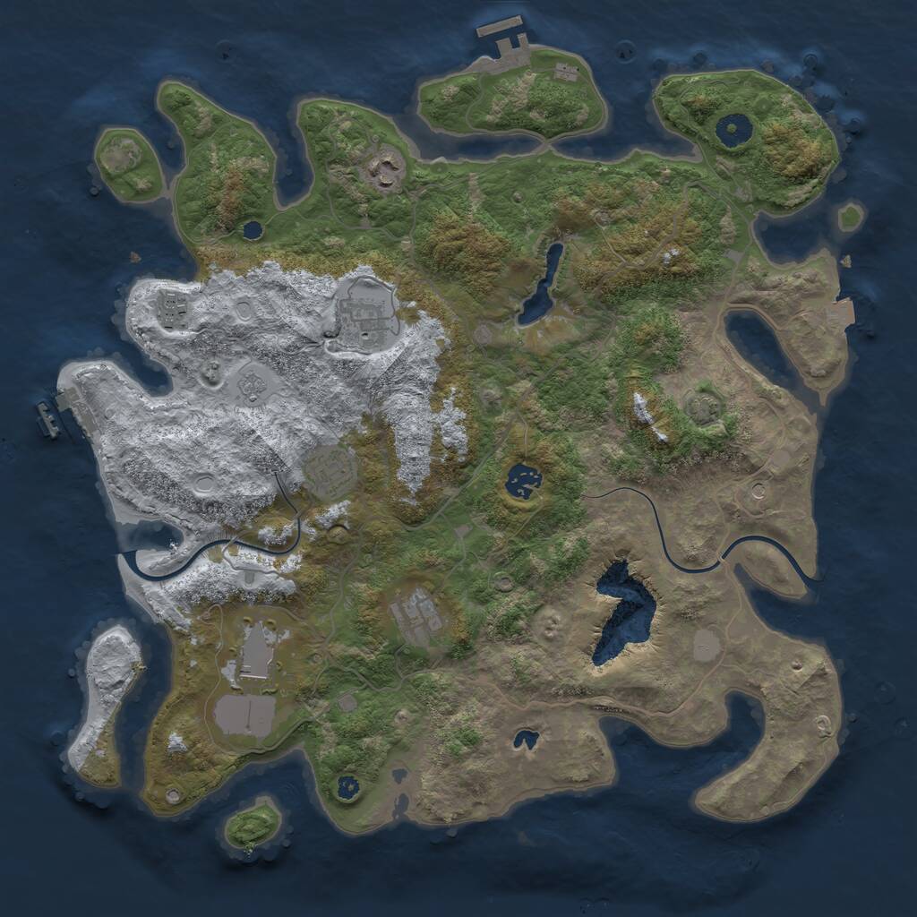 Rust Map: Procedural Map, Size: 4000, Seed: 53459356, 13 Monuments