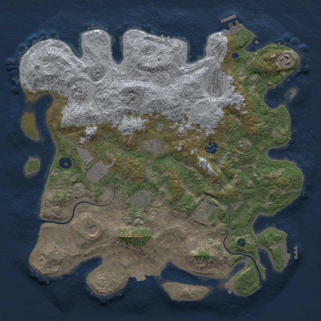 Rust Map: Procedural Map, Size: 3950, Seed: 50482596, 16 Monuments
