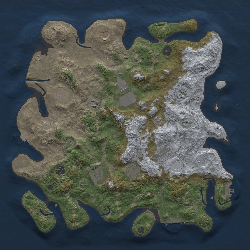 Rust Map: Procedural Map, Size: 3950, Seed: 69043931, 18 Monuments