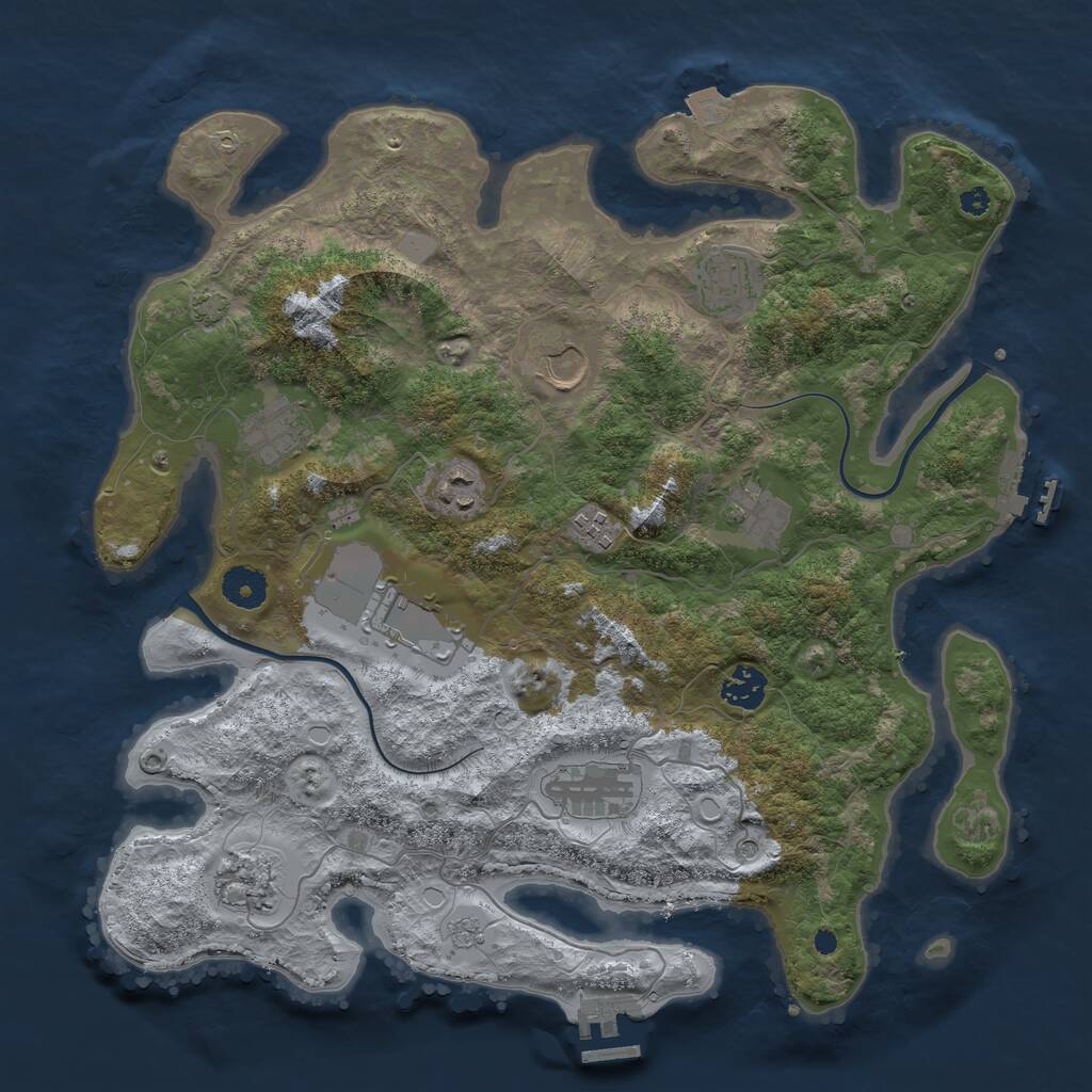Rust Map: Procedural Map, Size: 3750, Seed: 6170197, 16 Monuments