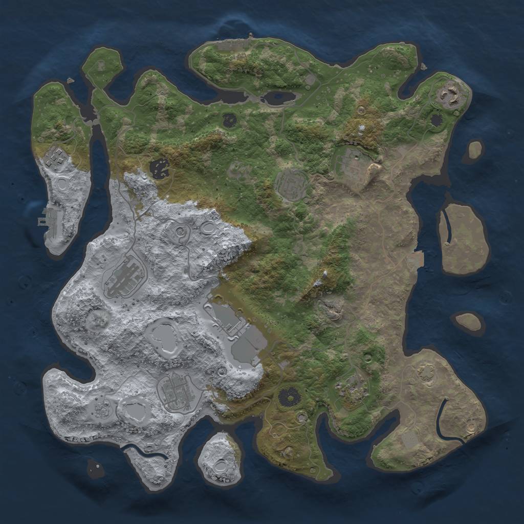 Rust Map: Procedural Map, Size: 3750, Seed: 20994, 17 Monuments