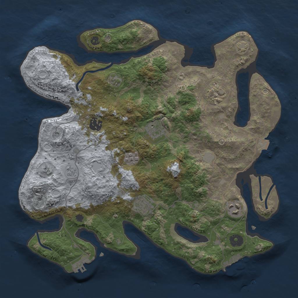 Rust Map: Procedural Map, Size: 3400, Seed: 76916000, 14 Monuments