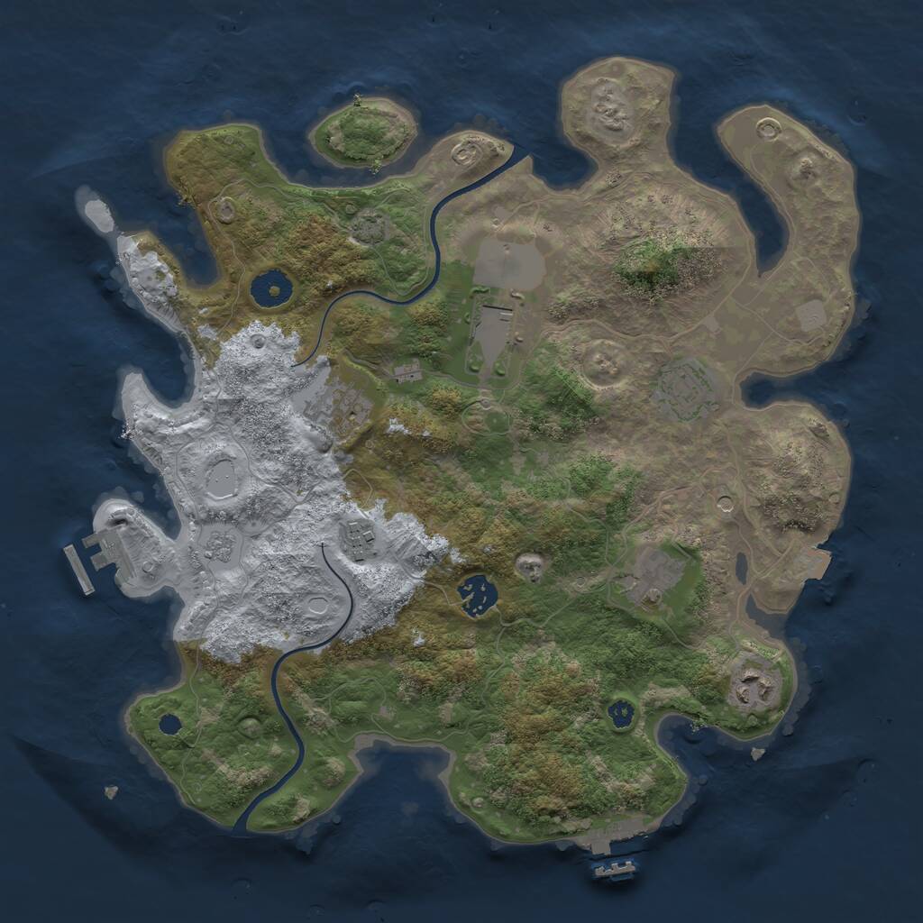 Rust Map: Procedural Map, Size: 3550, Seed: 30295600, 13 Monuments