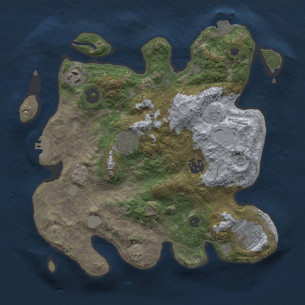 Rust Map: Procedural Map, Size: 3000, Seed: 12332, 12 Monuments