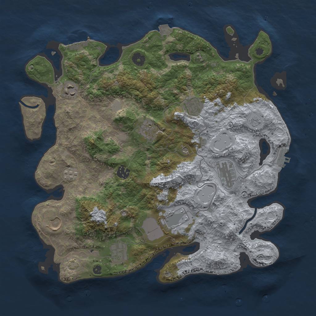 Rust Map: Procedural Map, Size: 3650, Seed: 76192338, 17 Monuments