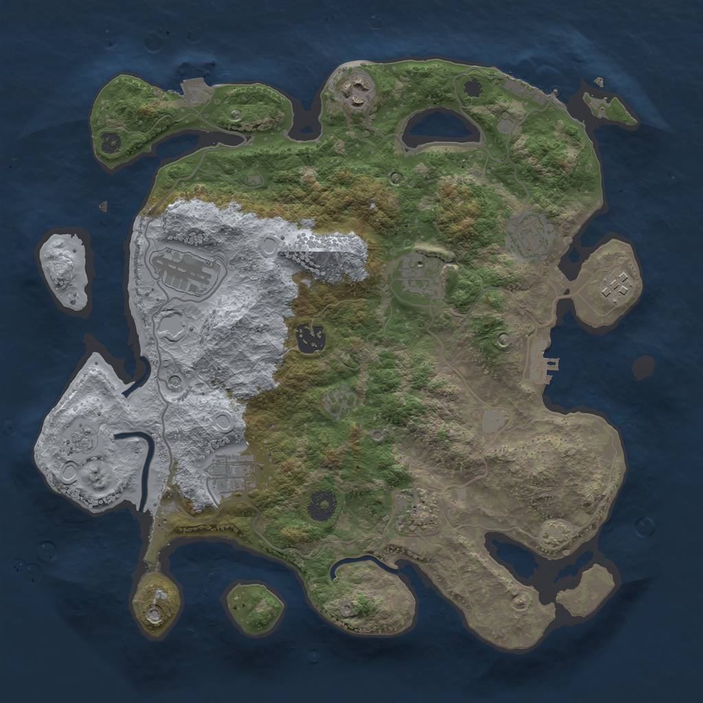 Rust Map: Procedural Map, Size: 3450, Seed: 37380766, 16 Monuments