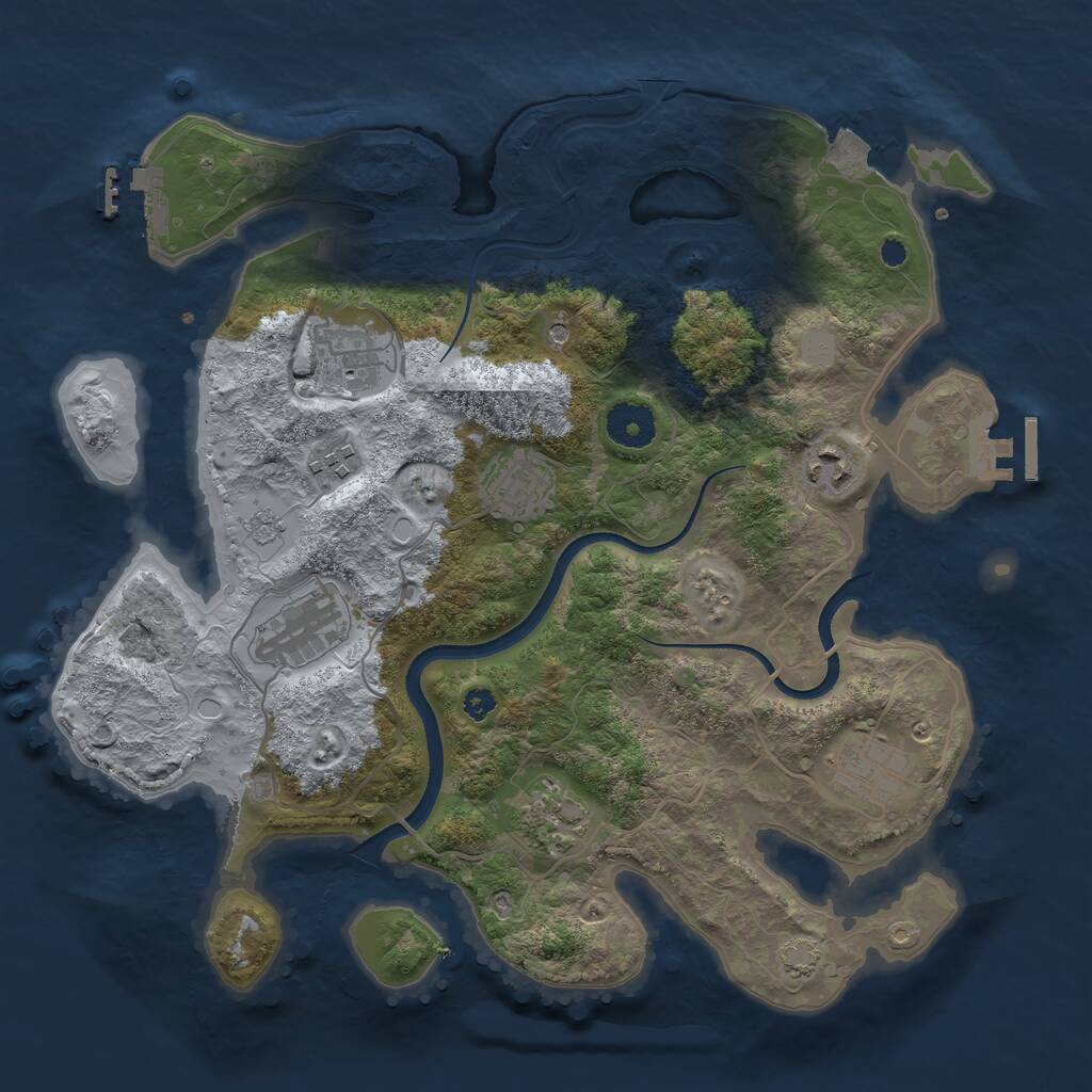 Rust Map: Procedural Map, Size: 3450, Seed: 37380766, 13 Monuments