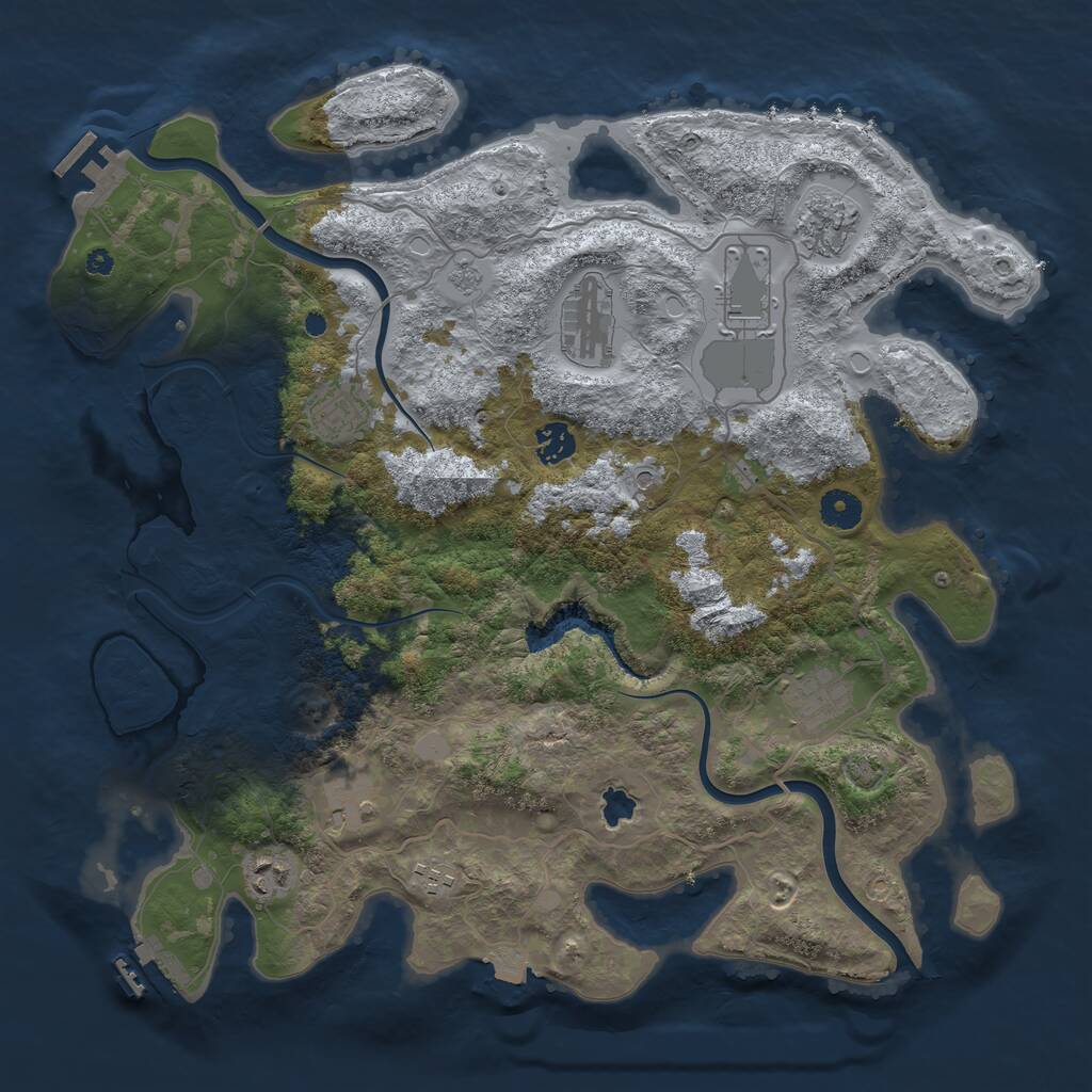 Rust Map: Procedural Map, Size: 4000, Seed: 55599, 15 Monuments