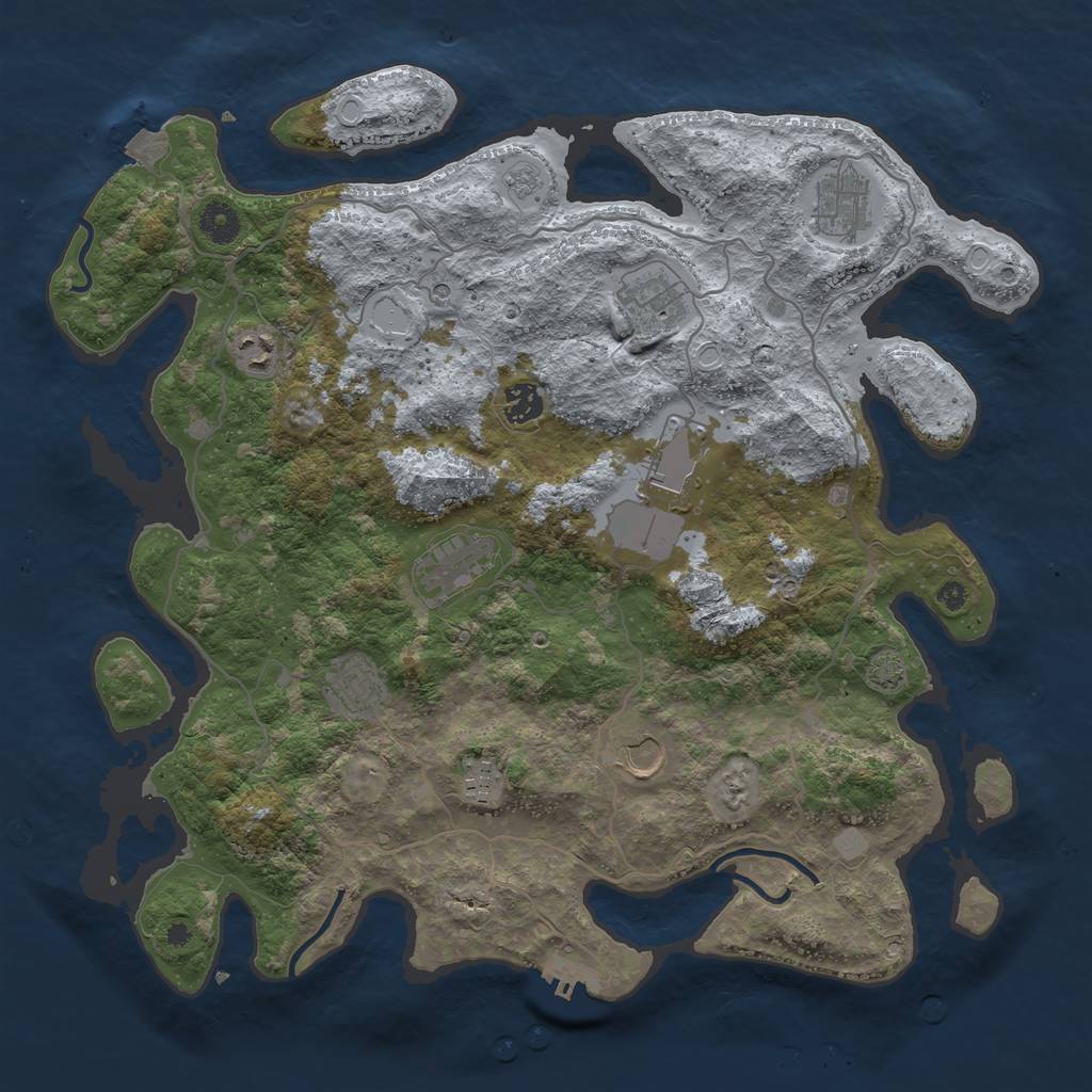 Rust Map: Procedural Map, Size: 4000, Seed: 55599, 16 Monuments