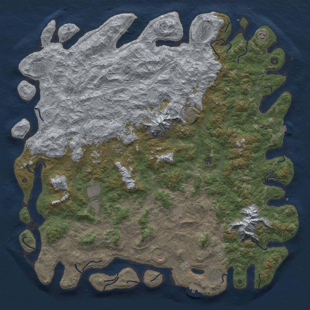 Rust Map: Procedural Map, Size: 6000, Seed: 425650035, 19 Monuments