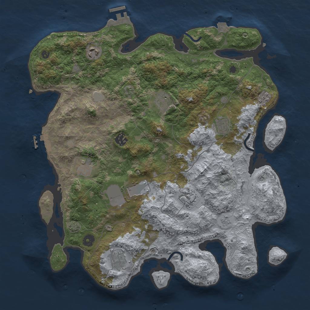 Rust Map: Procedural Map, Size: 3850, Seed: 63199517, 17 Monuments
