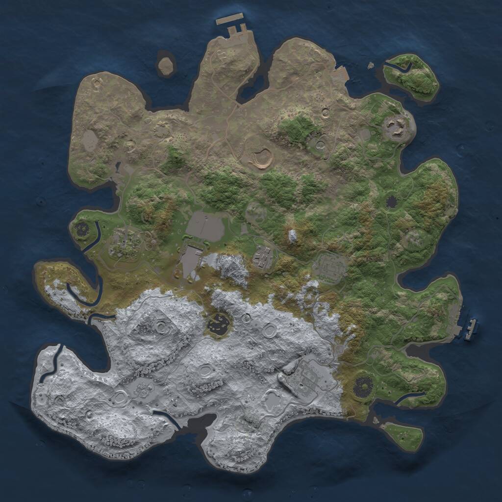 Rust Map: Procedural Map, Size: 3650, Seed: 98427096, 14 Monuments