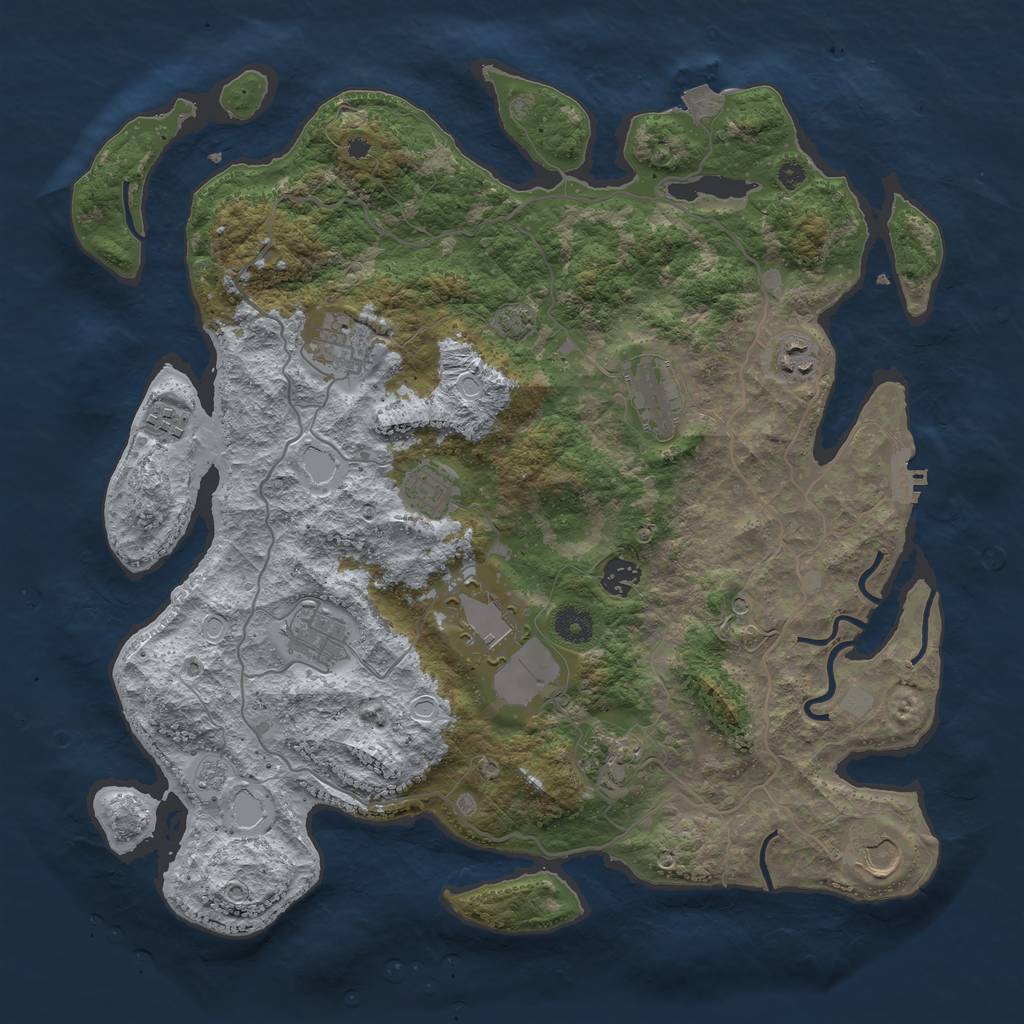 Rust Map: Procedural Map, Size: 4000, Seed: 25690890, 17 Monuments