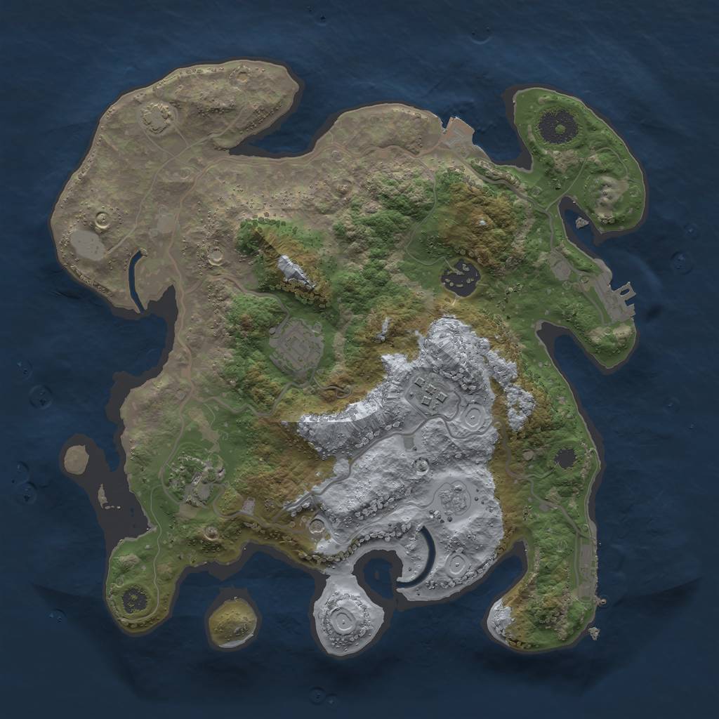 Rust Map: Procedural Map, Size: 3000, Seed: 1182222967, 12 Monuments
