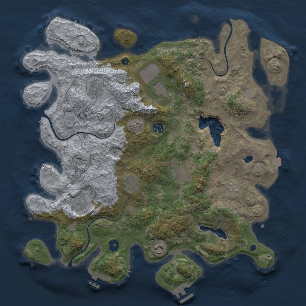 Rust Map: Procedural Map, Size: 4100, Seed: 22182311, 14 Monuments