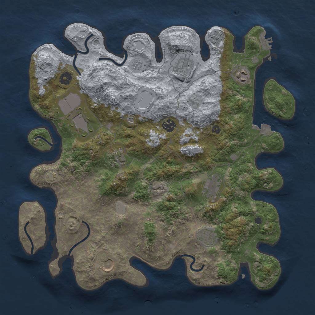 Rust Map: Procedural Map, Size: 3700, Seed: 50699390, 16 Monuments