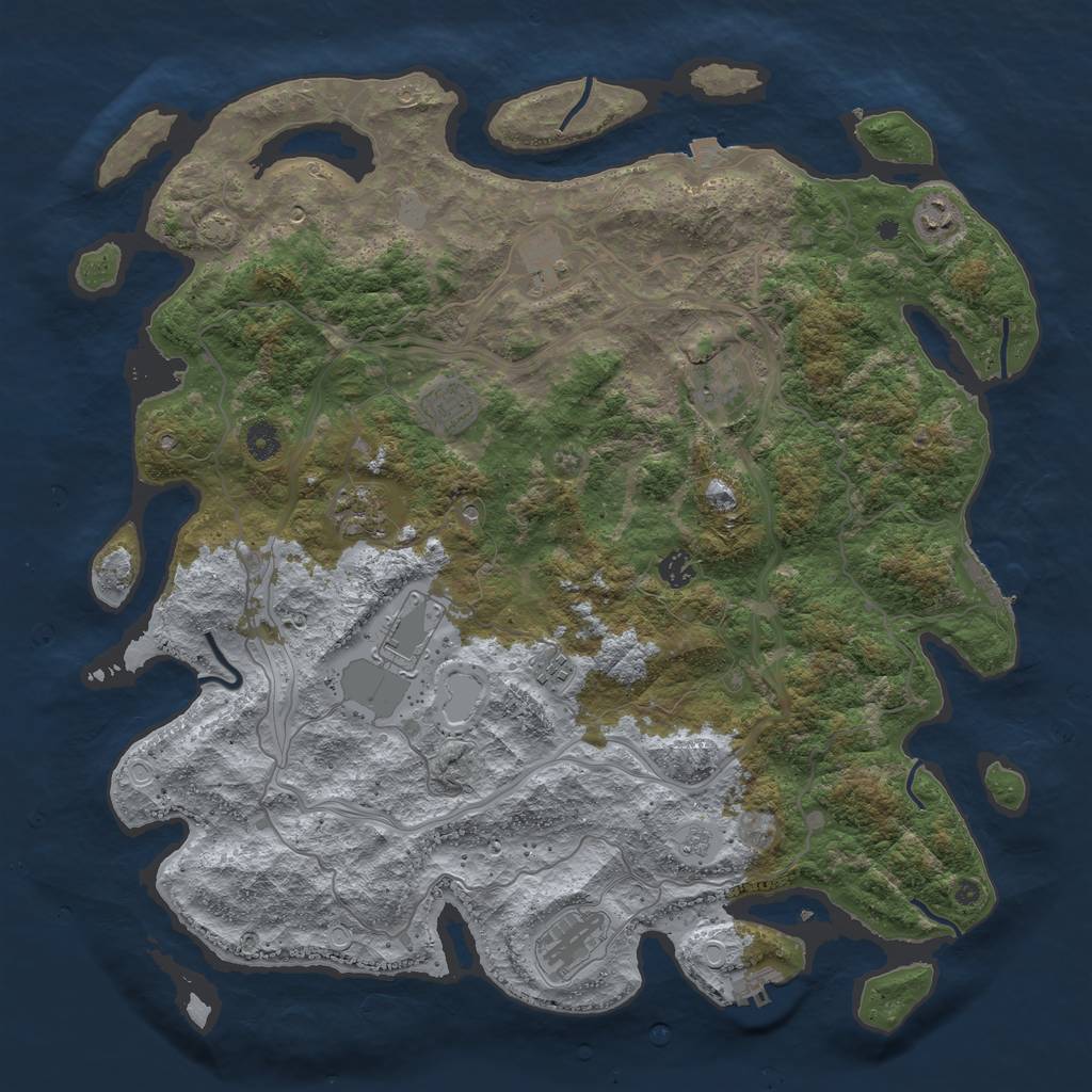 Rust Map: Procedural Map, Size: 4500, Seed: 1396301112, 17 Monuments