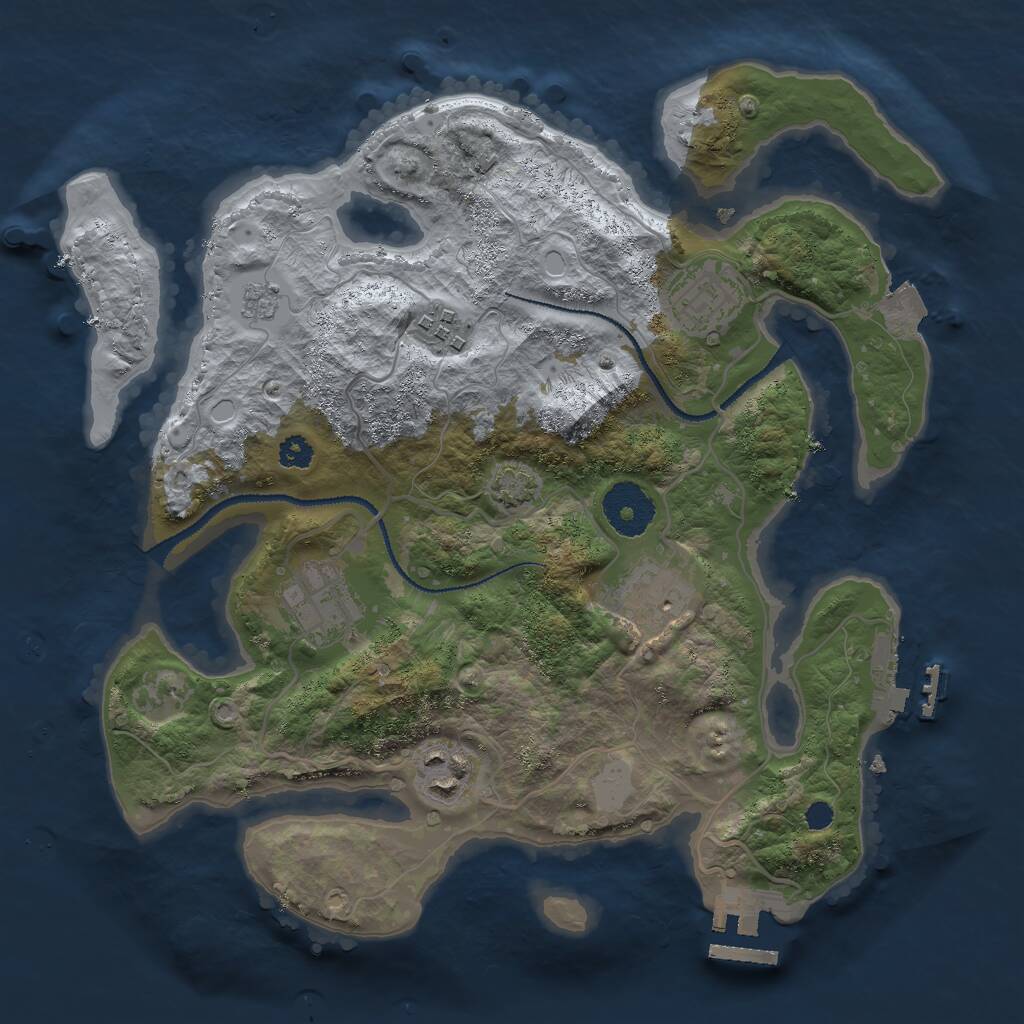 Rust Map: Procedural Map, Size: 3000, Seed: 2477, 10 Monuments