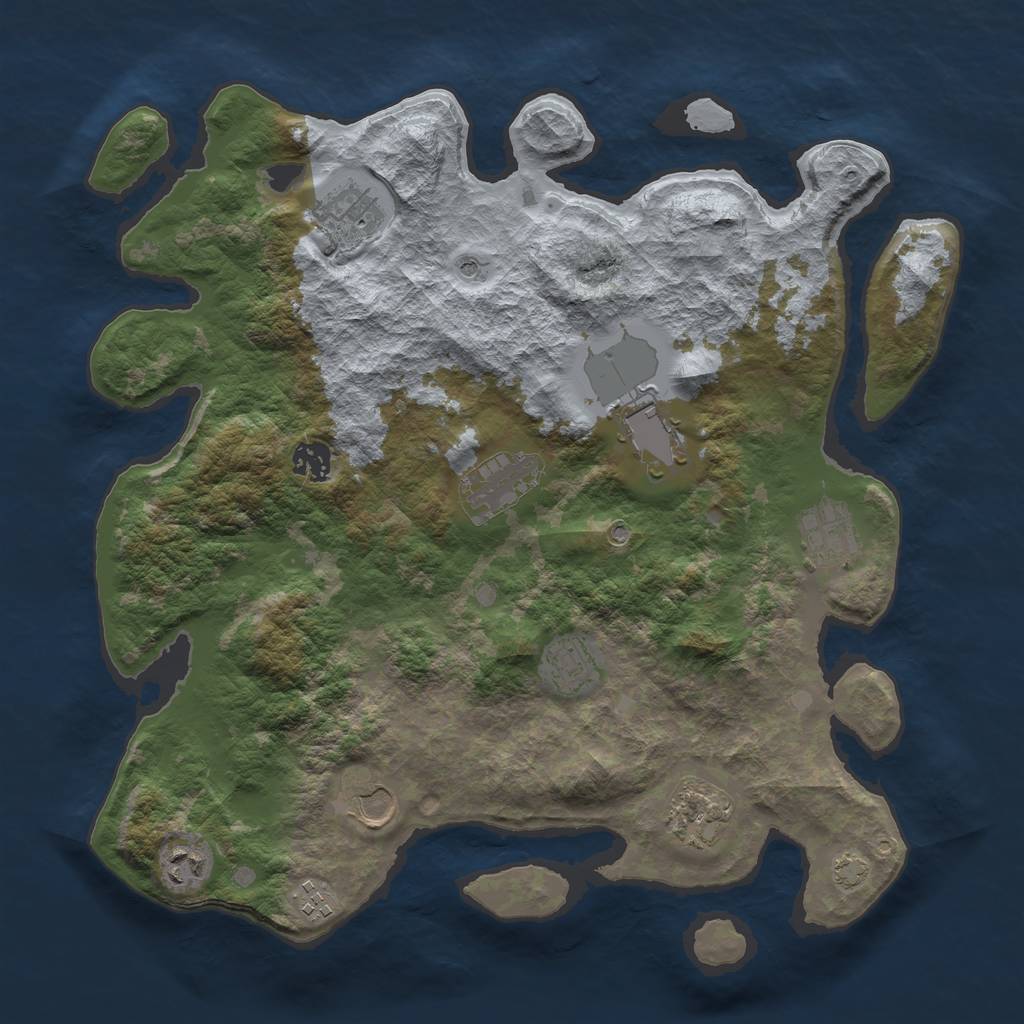 Rust Map: Barren, Size: 3800, Seed: 59667812, 14 Monuments