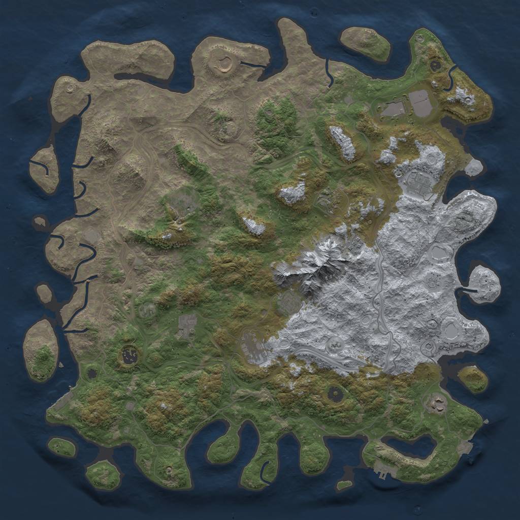 Rust Map: Procedural Map, Size: 5000, Seed: 20087, 19 Monuments