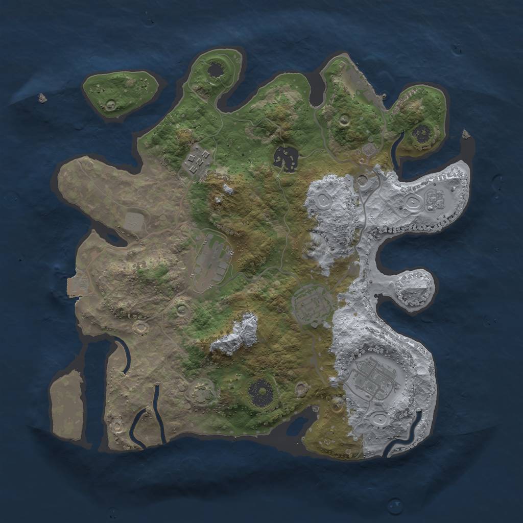 Rust Map: Procedural Map, Size: 3000, Seed: 31933, 12 Monuments