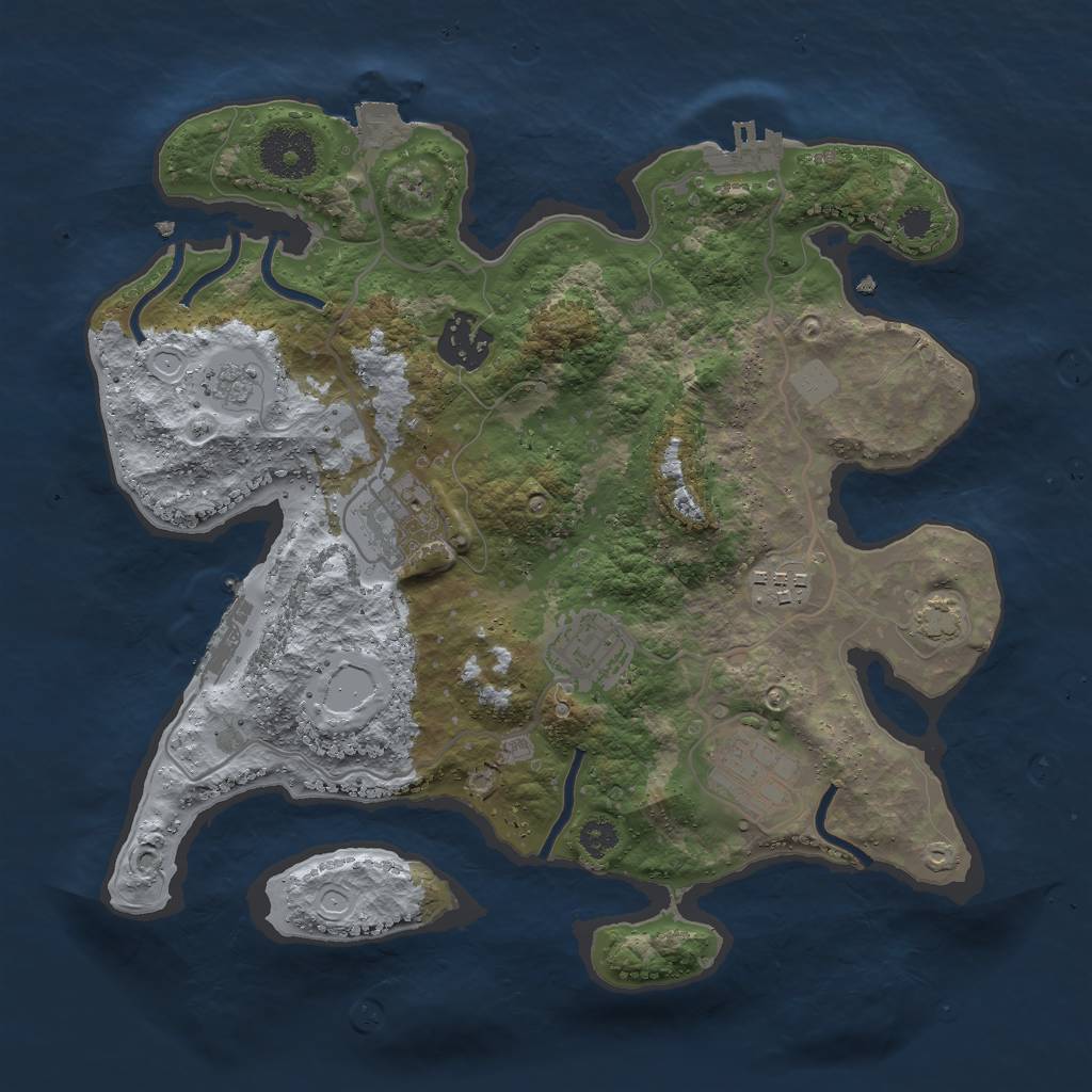 Rust Map: Procedural Map, Size: 3000, Seed: 1473186686, 12 Monuments