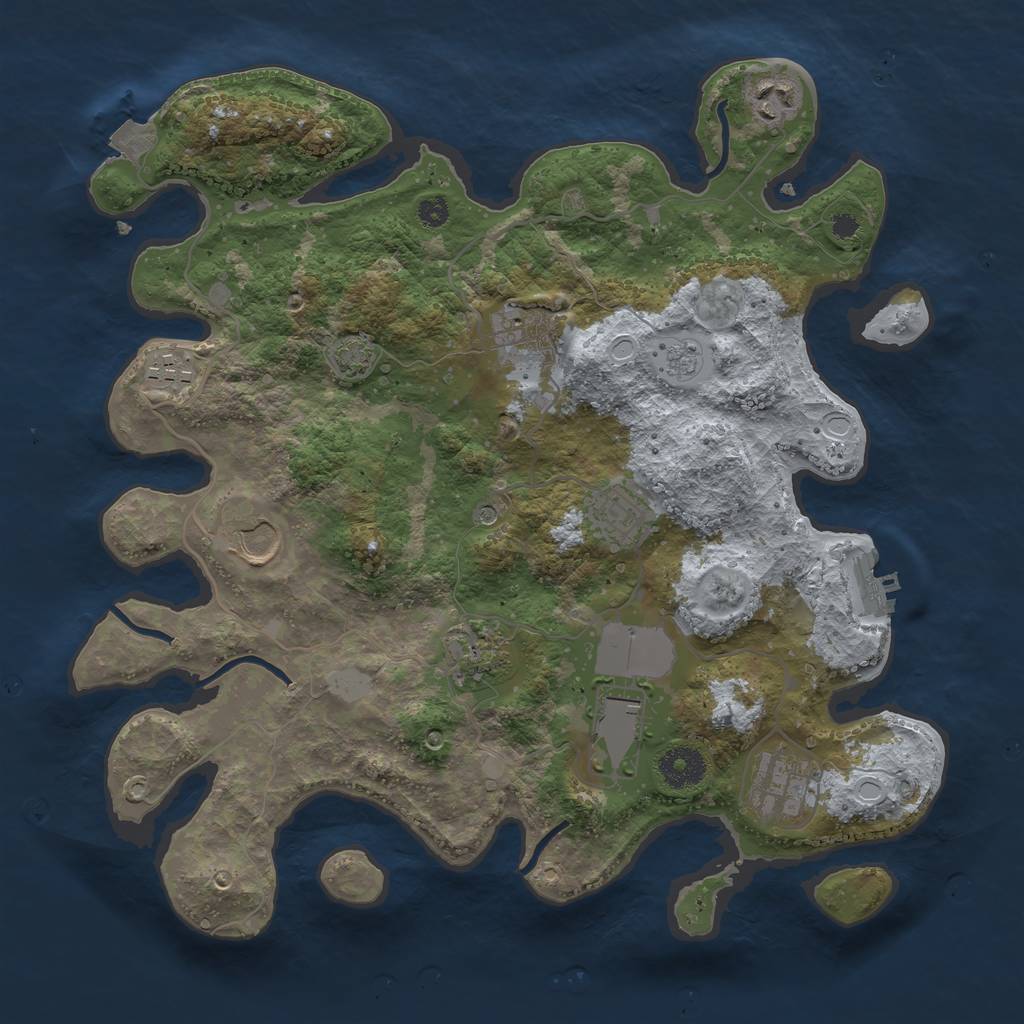 Rust Map: Procedural Map, Size: 3500, Seed: 1425826449, 15 Monuments