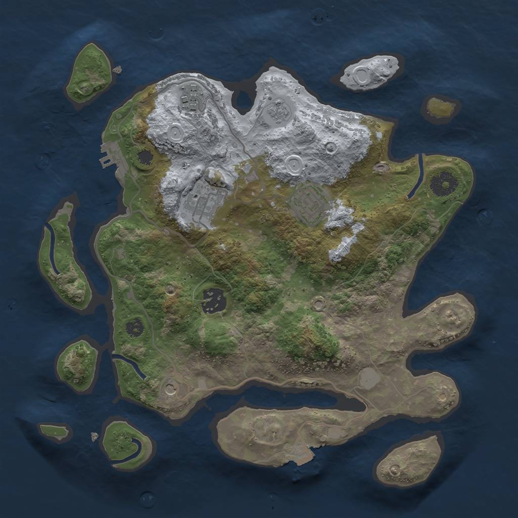 Rust Map: Procedural Map, Size: 3000, Seed: 925719597, 10 Monuments