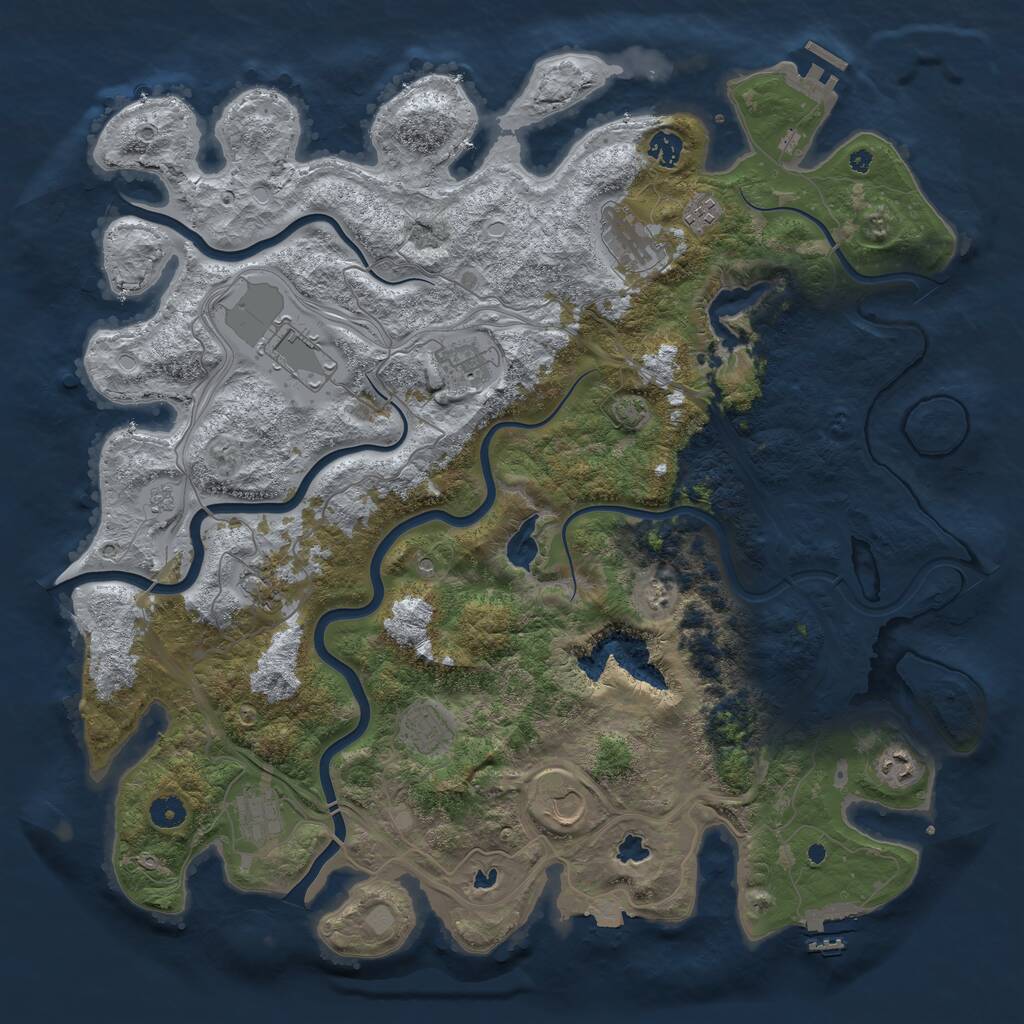 Rust Map: Procedural Map, Size: 4500, Seed: 1332985657, 16 Monuments