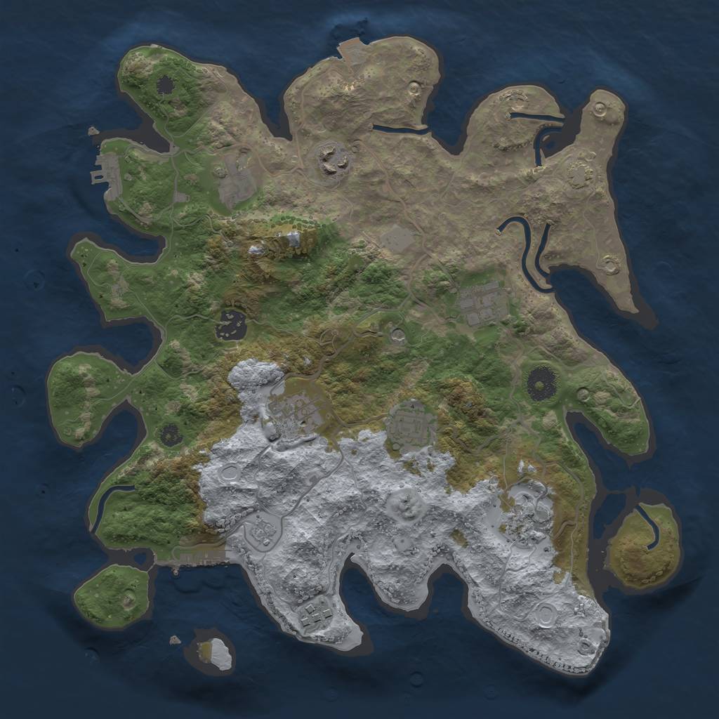 Rust Map: Procedural Map, Size: 3400, Seed: 999, 16 Monuments