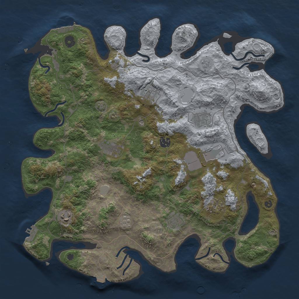 Rust Map: Procedural Map, Size: 4000, Seed: 2055798706, 17 Monuments